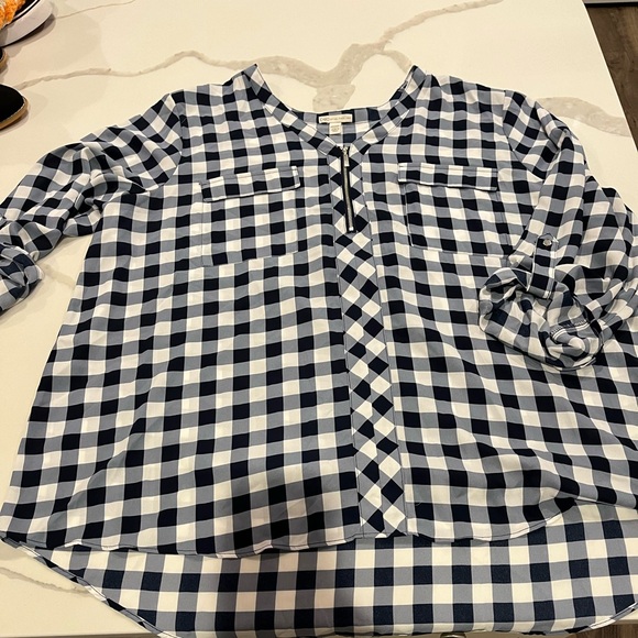 Cato Blouse size 22/24 blue and white checked NWOT - Picture 2 of 7
